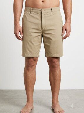 Rumors Men's Khaki Chino Shorts Size Large Cotton Cuffed Casual Flat Front